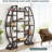 55" Triple Wide Oval Industrial Rustic Brown Etagere Bookcase for Office, Living Room