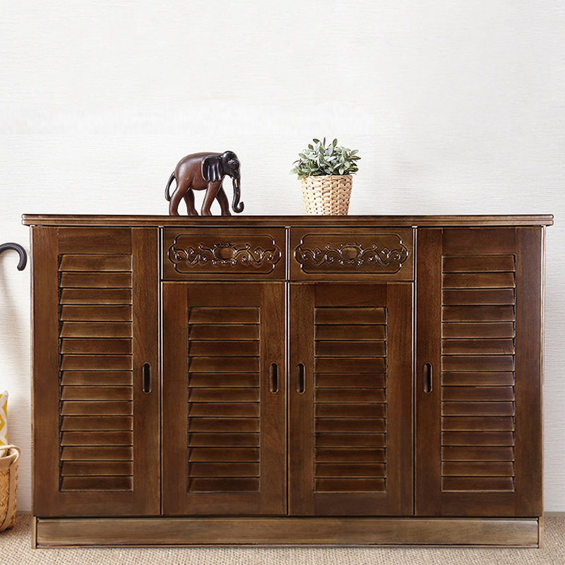 Vintage Shoe Cabinet 28 Pair Solid Wood Shoe Storage Cabinet