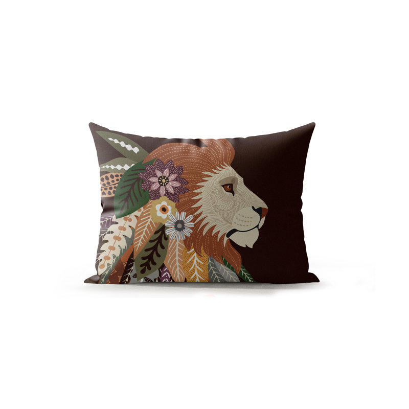 Jaro Microsuede Rectangular Pillow, Brown/Gray/Green
