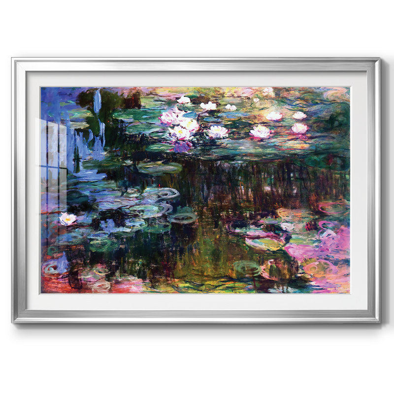 Nymphéas, 1914, impression sur papier encadrée, Argent, H 27 po x l 39 po x P 1,5 po