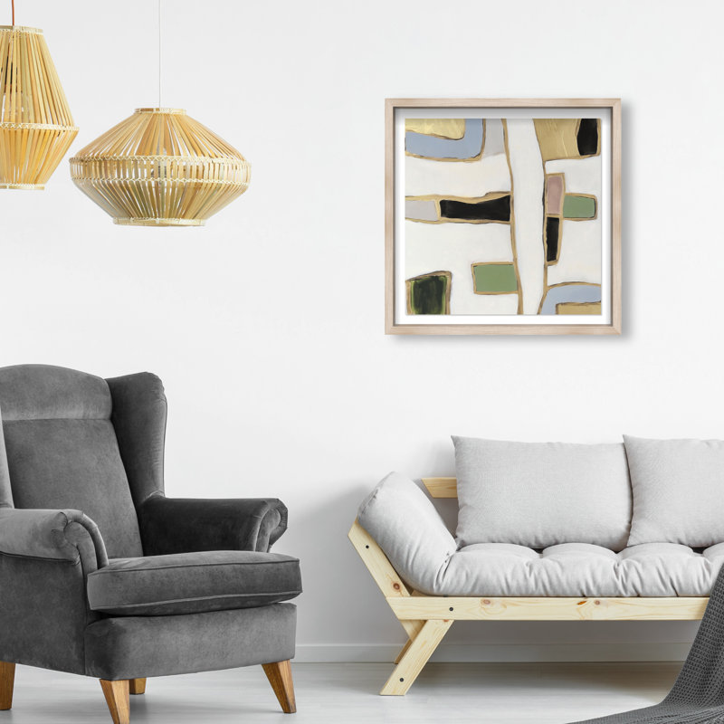 A Night With Klimt II Shadowbox Abstract Print by Oliver Gal, Black Frame, 12 x 12, 21.5"H x 21.5"W, Natural Oak Frame