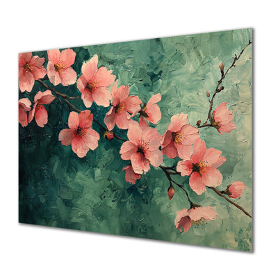 Cherry Blossoms In Spring Green Realism - Cherry Blossom Metal Print