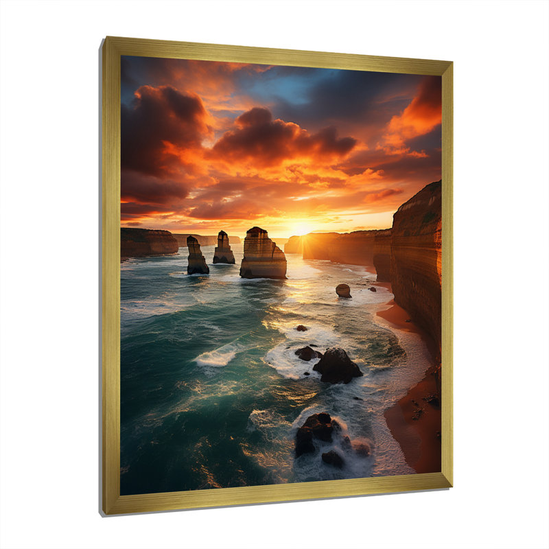 Australie, douze apôtres majestueux I - impression, Cadre doré à une seule photo, H 32 po x l 16 po x P 1 po