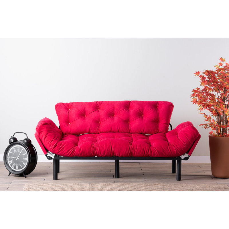 88.58" Upholstered Sleeper Sofa, Red