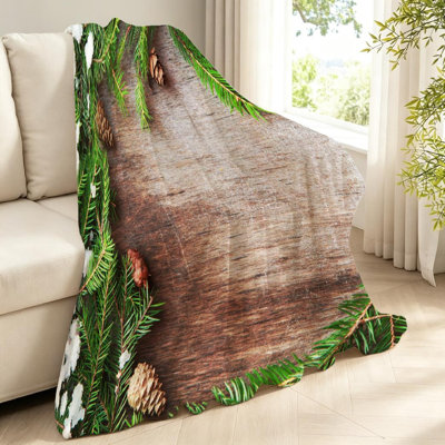 Jeté transparent en flanelle molletonnée, imprimé recto de Noël