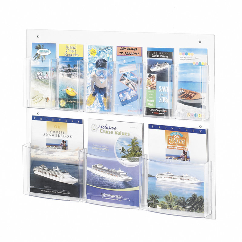 Clear Wall Mounted Plastic Magazine and Pamphlet Rack
