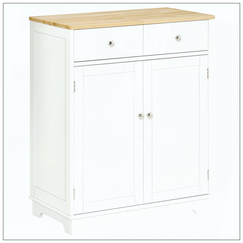 Buffet buffet, armoire de cuisine à 2 portes, rangement pour bar à café avec 2 tiroirs, tablette réglable pour le salon et le couloir