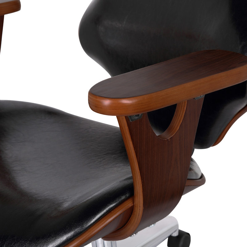 Barri Faux Leather Mid-Century Office Chair, Polished Obsidian