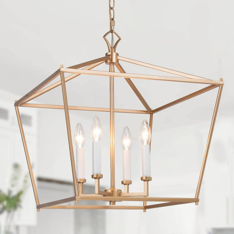 Lustre à motif géométrique de style lanterne à 4 lumières