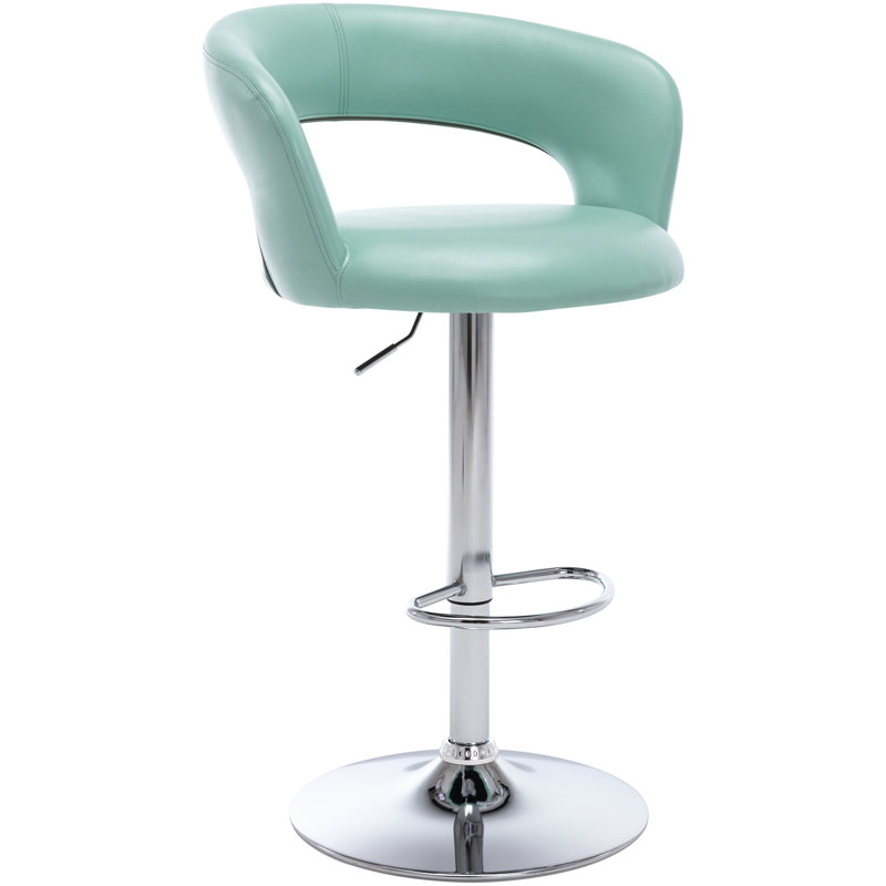 Tabouret de bar pivotant en cuir synthétique moderne avec dossier creux et accoudoirs, chaise de bar rembourrée à hauteur de comptoir Airlift pour la cuisine