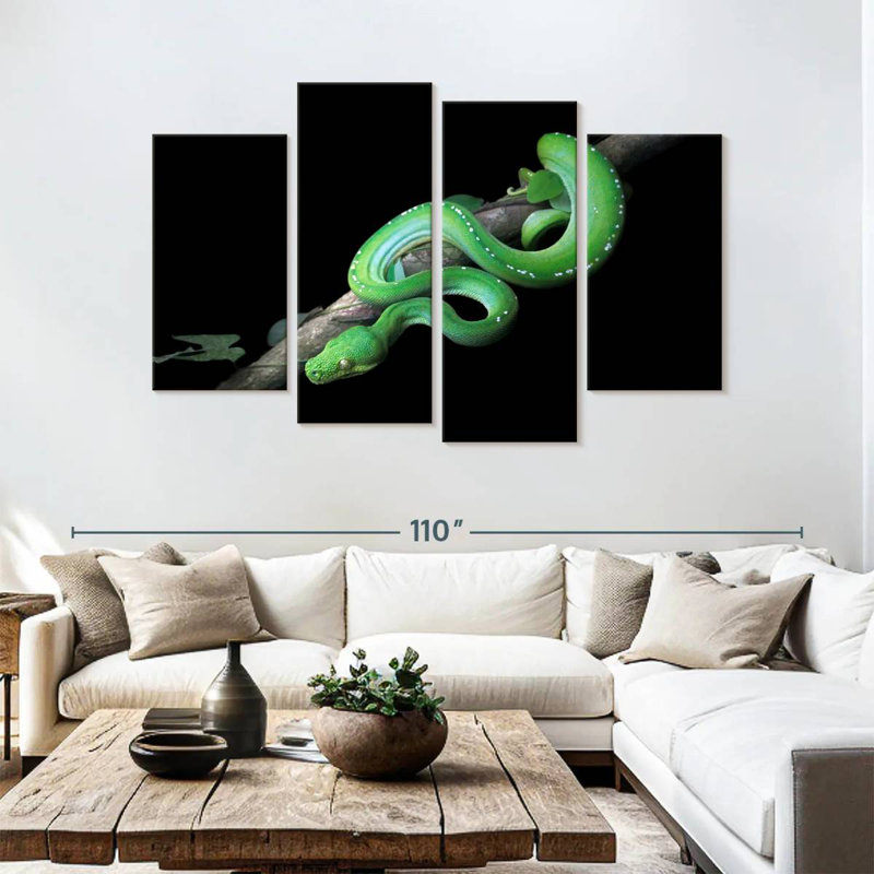 Brampt Green Python Slithering On A Branch, 54" H x 84" W