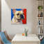 Bouledogue français sur fond audacieux, art mural non encadré, 16 x 16