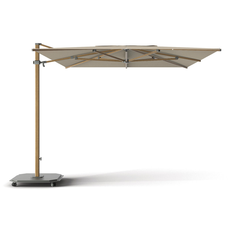 252'' W Sunbrella® Cantilever Umbrella, Charcoal, Alu Teak, Canvas Heather Beige Sunbrella® Canvas