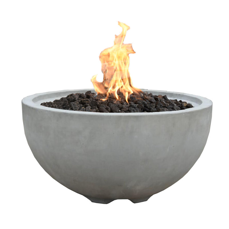 Nantucket Gray Round Concrete Gas Fire Pit Table