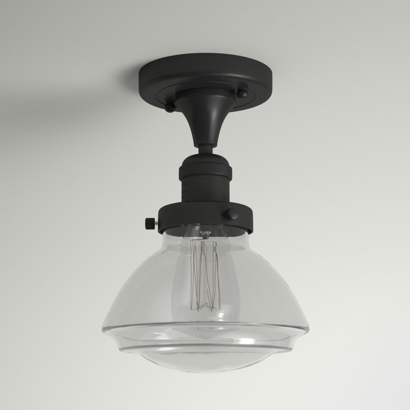 Plafonnier semi-encastré 1 lumière 6,75 po Chesterville, Transparent, Ampoule non incluse, Bronze huilé