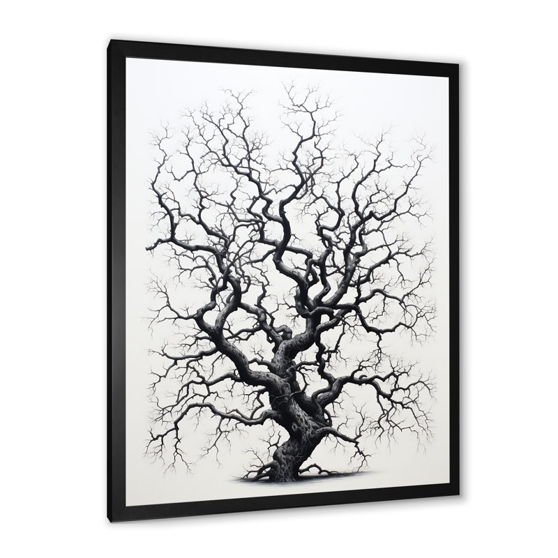 Arbre gris monochromatique Serenade I - reproduction sur toile, Cadre photo noir, H 20 po x l 12 po x P 1 po