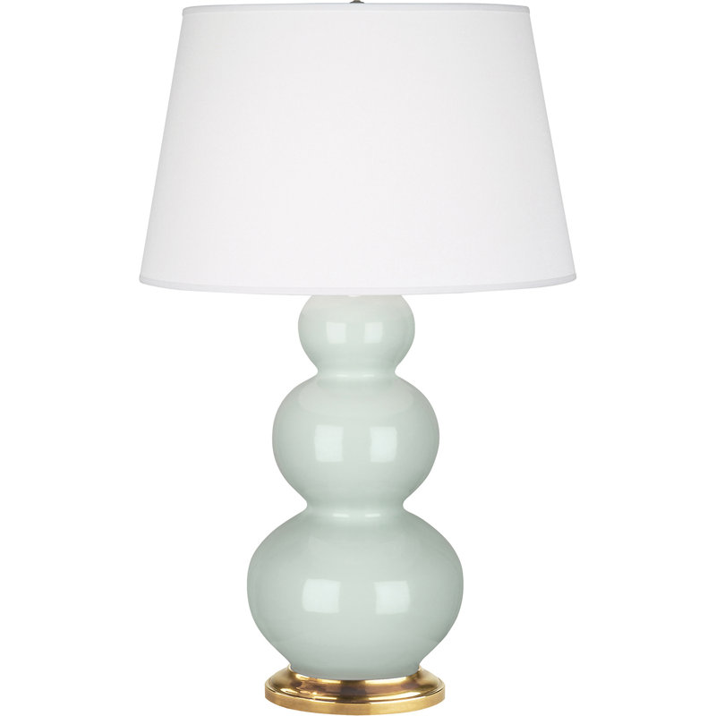 Ceramic Table Lamp, 32.75" H x 10" W x 10" D, Celadon Glazed Ceramic/Antique Natural Brass