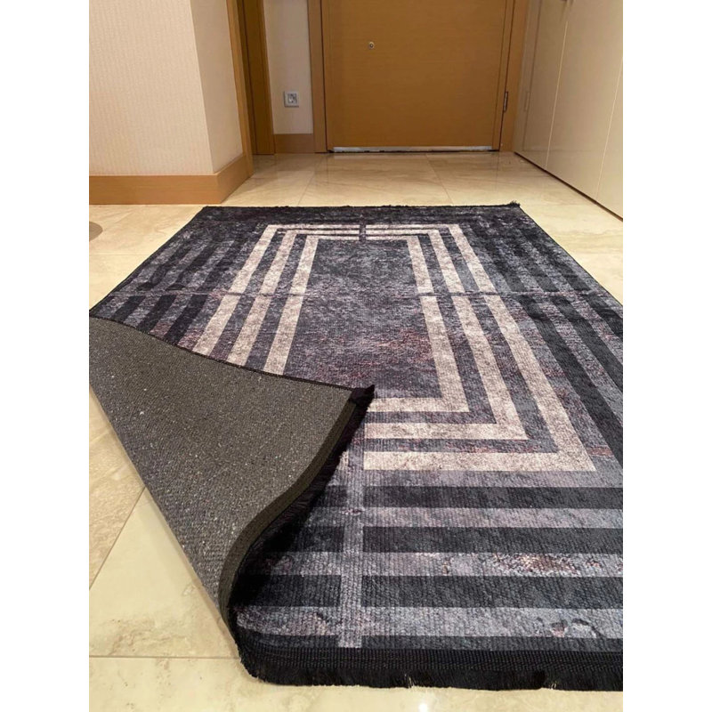 Tapis en coton avec envers antidérapant Lanney, Rectangle 5 pi 3 po x 8 pi 2 po
