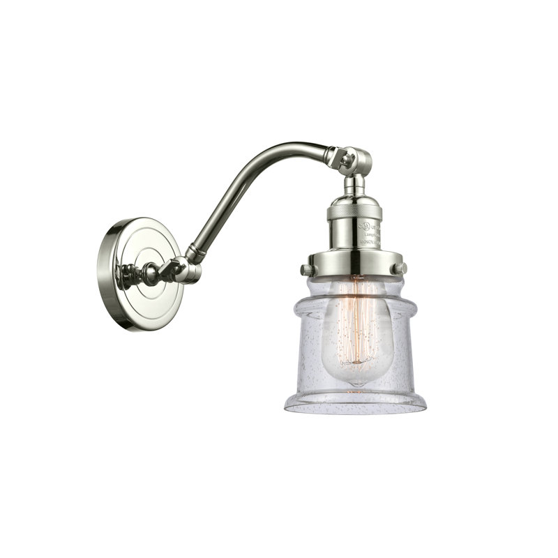 Madelyn Armed Sconce, 60 Watt Vintage Incandescent Bulb, Seedy, Polished Nickel