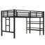 Lit mezzanine simple en métal avec tablette de rangement, lit mezzanine avec échelle facile à monter et garde-corps pour enfants, noir