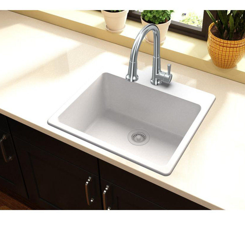 Quartz Classic 25" x 22" x 9-1/2" Drop-In Kitchen Sink, White