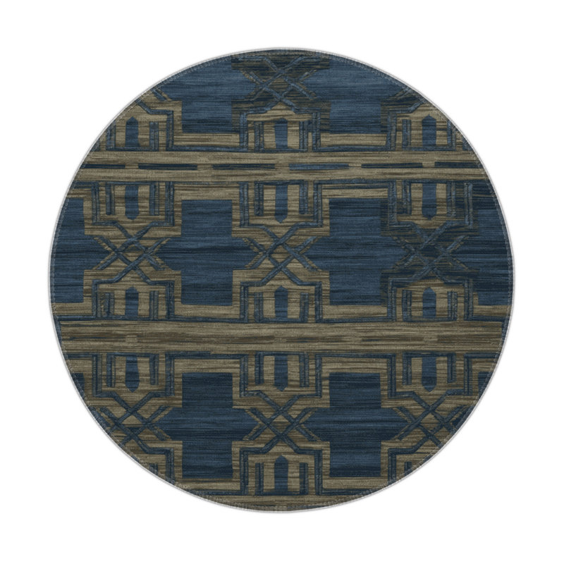 Trellis Gray Indoor and Outdoor Area Rug, Round 5'