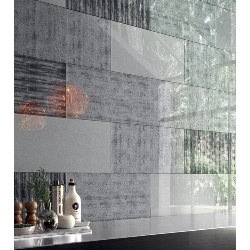 Tela White 23.38" x 23.38" Decorated Glass Tile