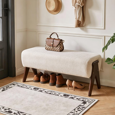 Banc d'entrée rembourré en chenille style Mid-Century