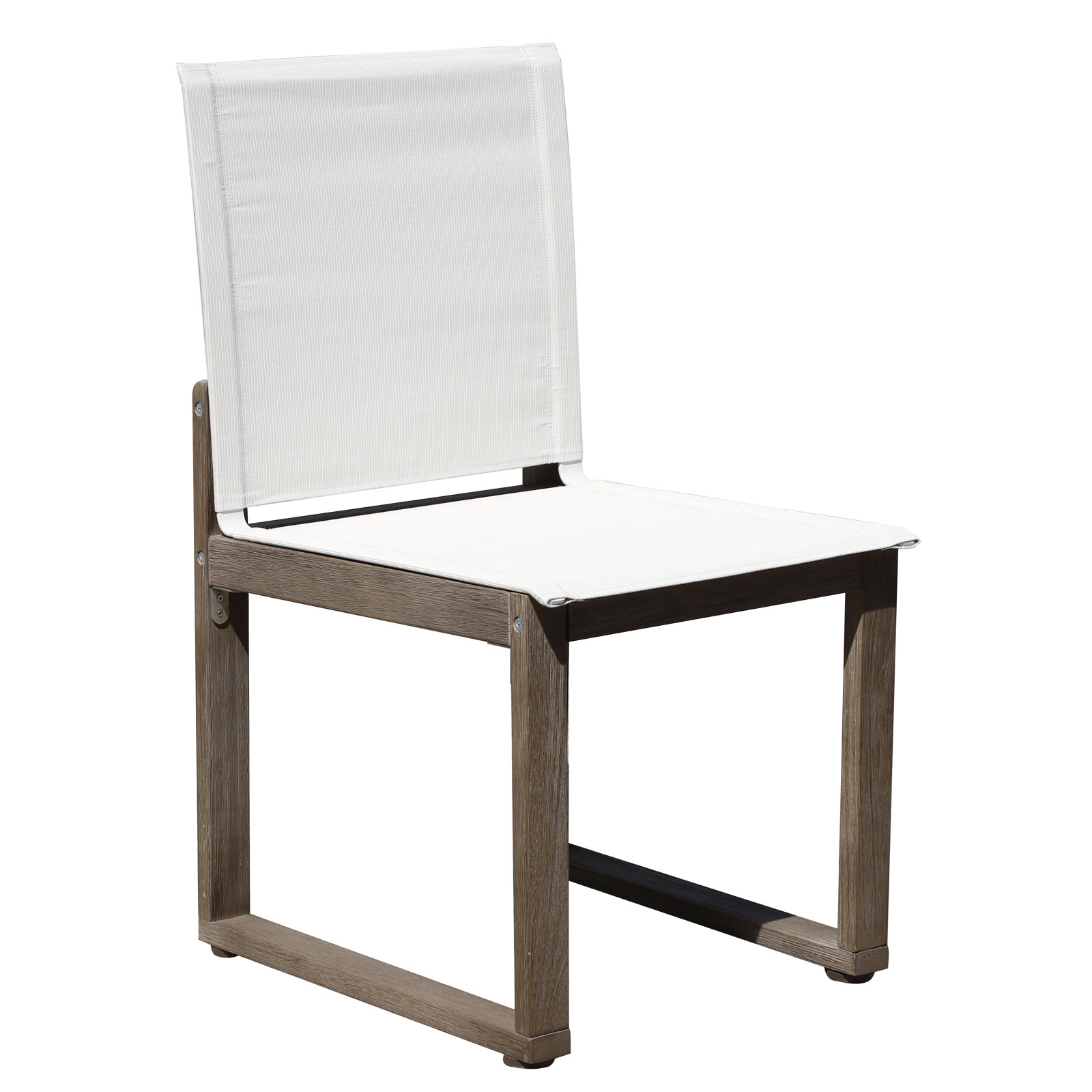 Harmond Wood Premium All-Weather Wicker Outdoor Dining Side Chair, Gray