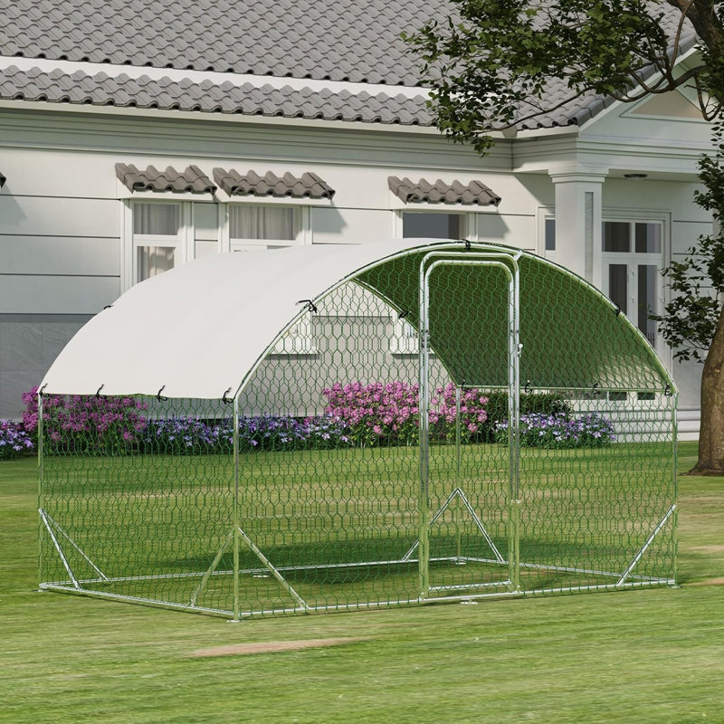 Grande cage à poulets en métal l 9,8 pi x L 6,5 pi x H 6,5 pi, 78.7" H x 118" W x 78.7" D