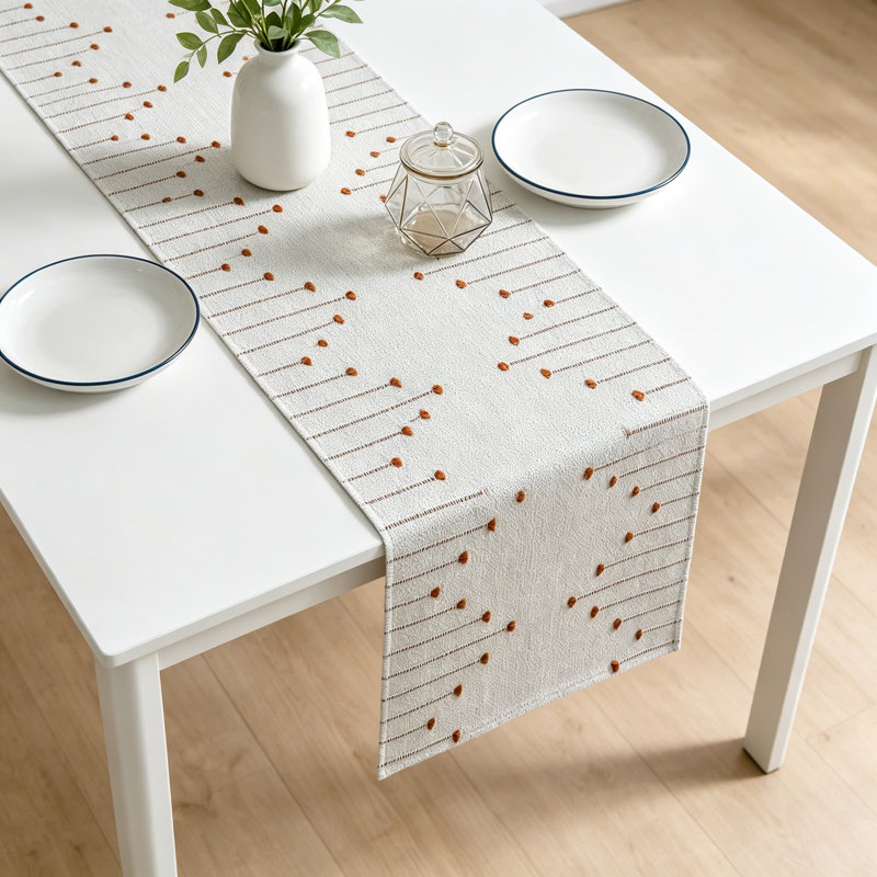 Chemin de table Boho pour décor rustique de style campagnard, décoration de table de salle à manger en toile de jute style macramé