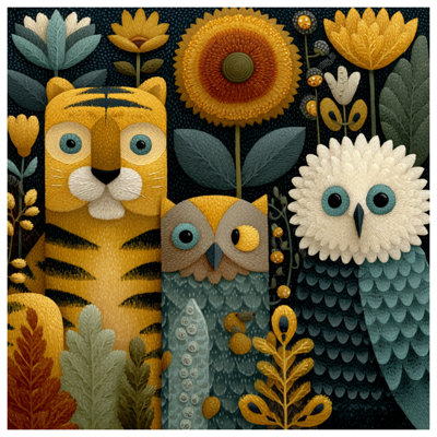 Tiger Owl Illustration Double Sided Throw Pillows