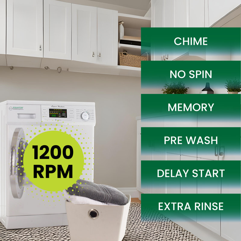 Compact Washer 1.57cf/13lbs FULLY DIGITAL Quiet LED Display 110V