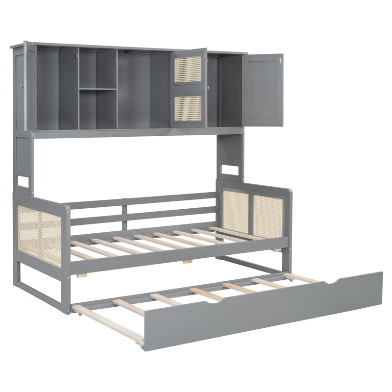 Lit de jour en bois avec couchette, Lit simple