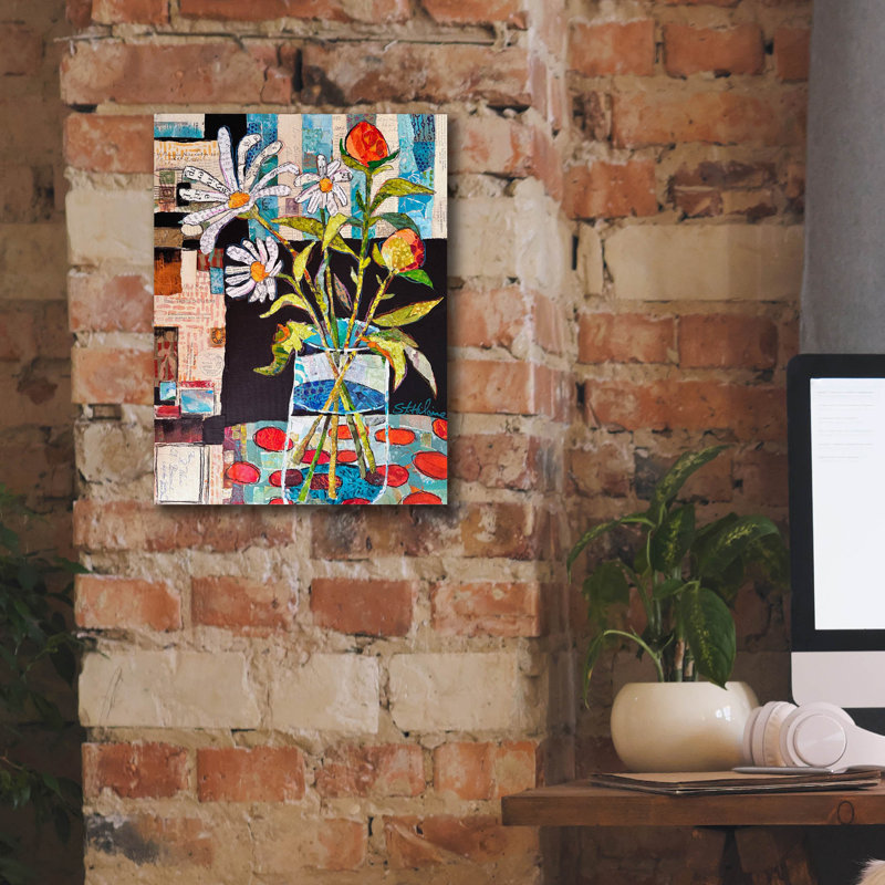 «Polka Dot Floral» par St Hilaire Elizabeth, art mural sur toile, H 16 po x l 12 po