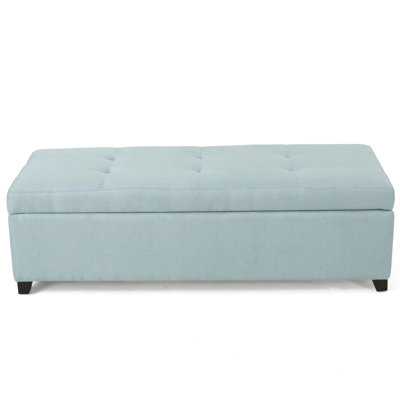 Blue Fabric With Functional Storage Compartment - Suits Living Room, Office, Bedroom Needs Bench For Use Ideal Various Home Spaces