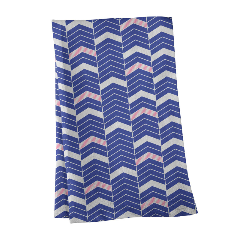 Stephenie Tea Towel Kitchen Towel, Royal Blue/Pink, Cotton Twill