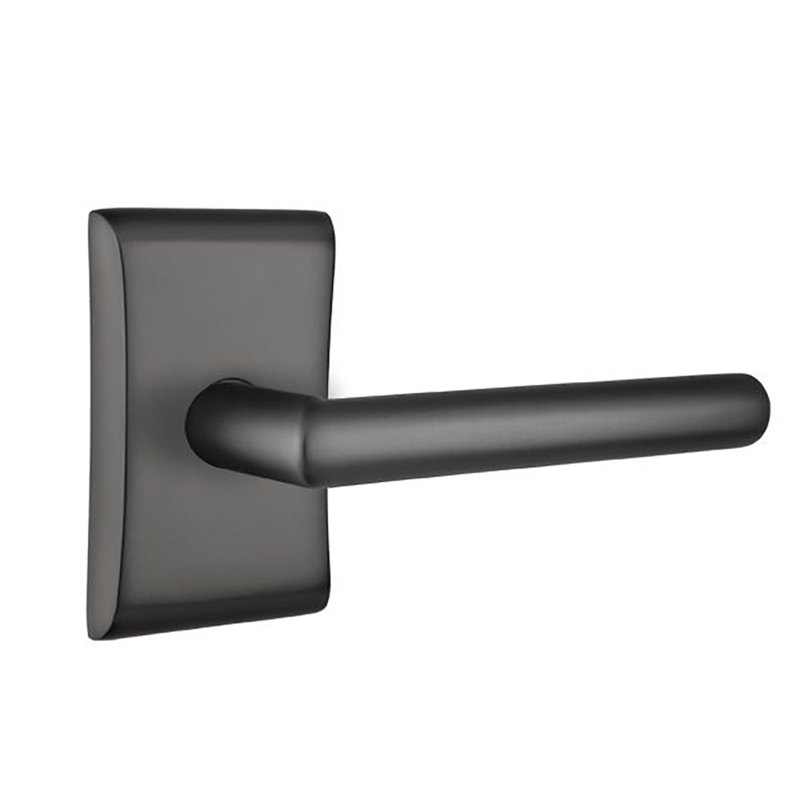 Stuttgart Round Passage (Hall & Closet) Door Lever with Rectangle Rosette, Right, Flat Black
