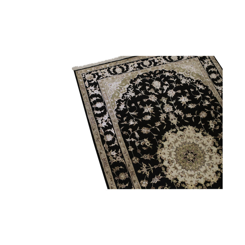 Hand-Knotted High-Quality Ivory and Multi-Colored-Colored-Colored Area Rug