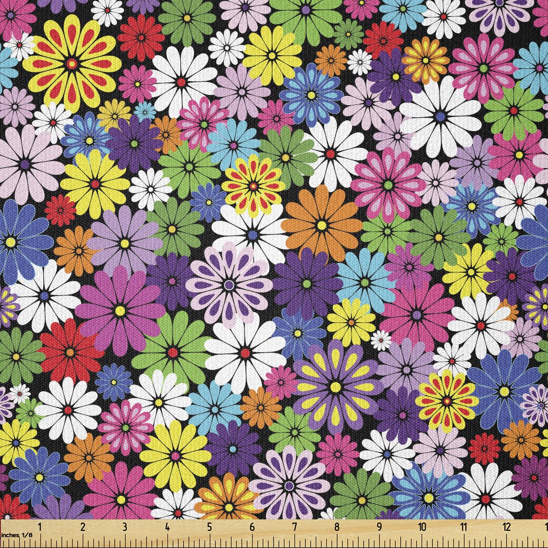 Stoff als Meterware, Floral Vivid Gänseblümchen, Blume, Mehrfarbig