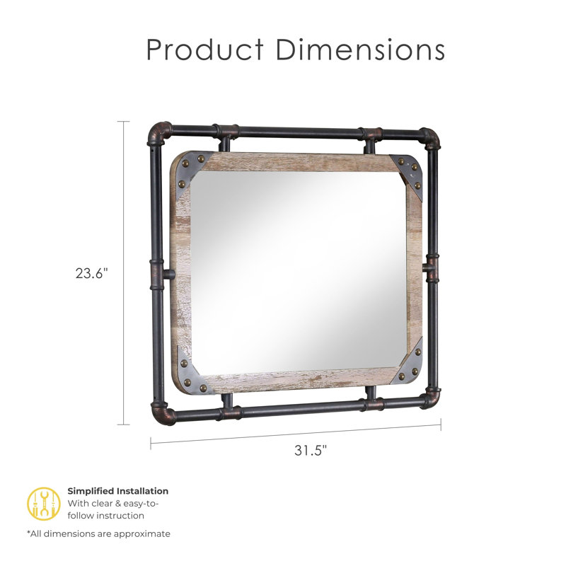 Holsworthy Wall Mirror, Antique Black\Natural