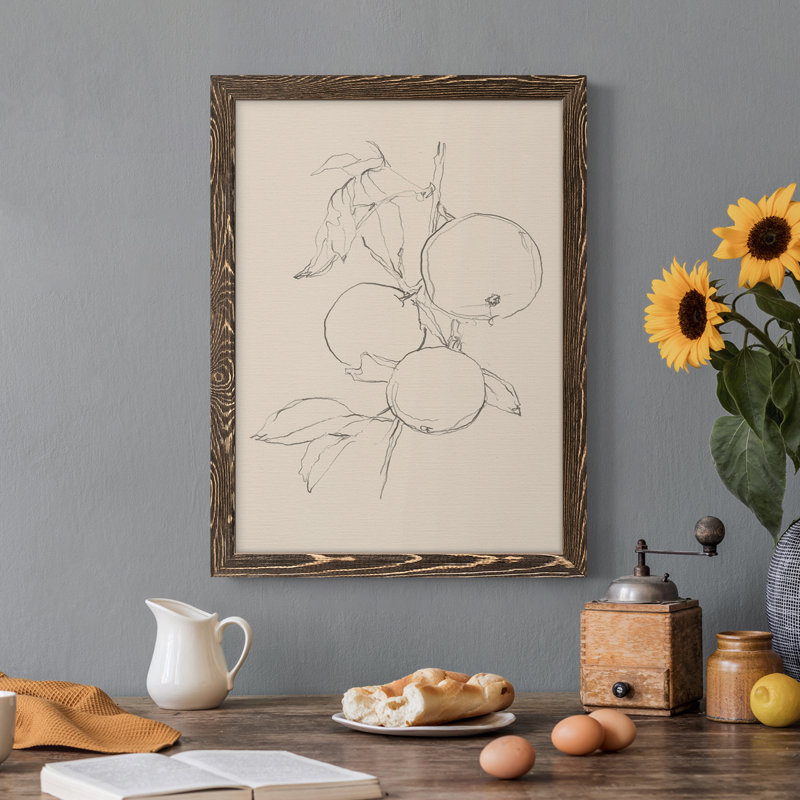 Fruit Contour Study I - Peinture sur toile encadrée, H 44 po x l 31 po x P 1 po, Noyer