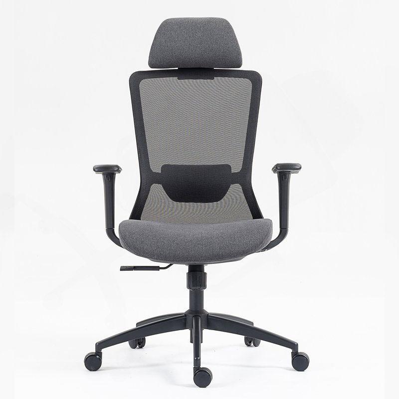 Chaise de bureau haut dossier en filet avec soutien lombaire dynamique et appui-tête réglable pour un confort ergonomique toute la journée.