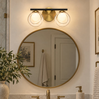 Applique murale de salle de bain à 2 lumières dimmables de 15,25 po avec globes opales