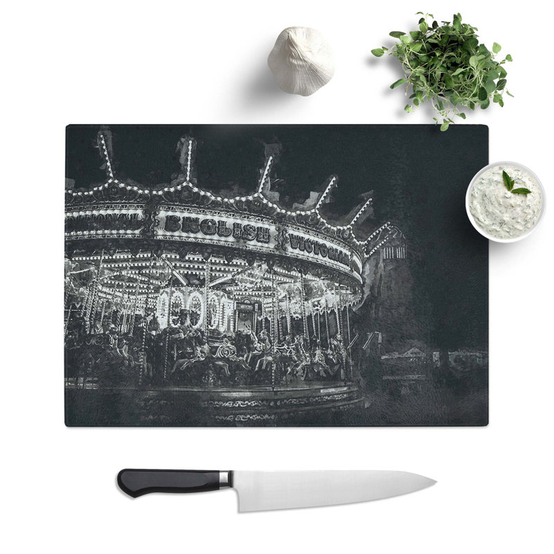 Tempered Glass a Carousel Chopping Board, 39 cm W x 28.5 cm L