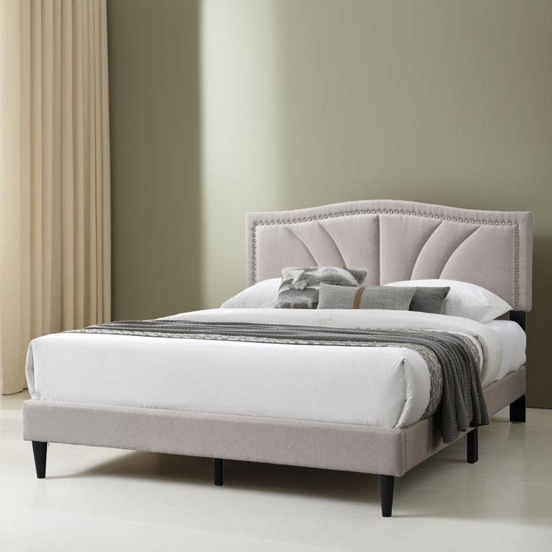 Base de lit tapissier grand format, Marron clair