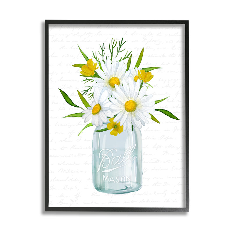 Arrangement de marguerites d'été, Giclée encadrée noir minuit, H 14 po x l 11 po x P 1,5 po