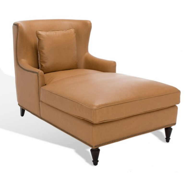 Chaise longue rembourrée Jazlyne, Light Brown  Leather