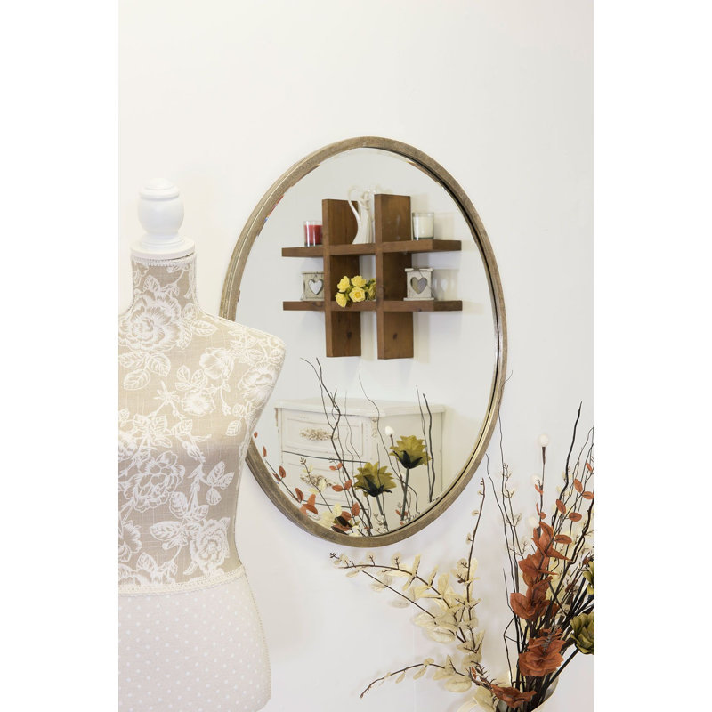 Uplander Wood Flat Wall Mirror, Silver