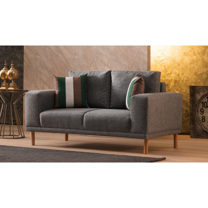 Canapé rembourré 63,8 po Hallis, 100 % polyester gris